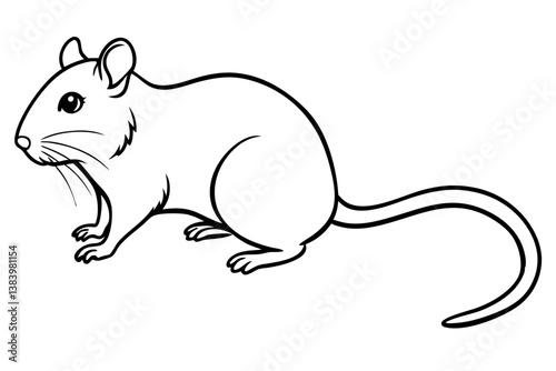 gerbil silhouette line art vector illustration with a white background