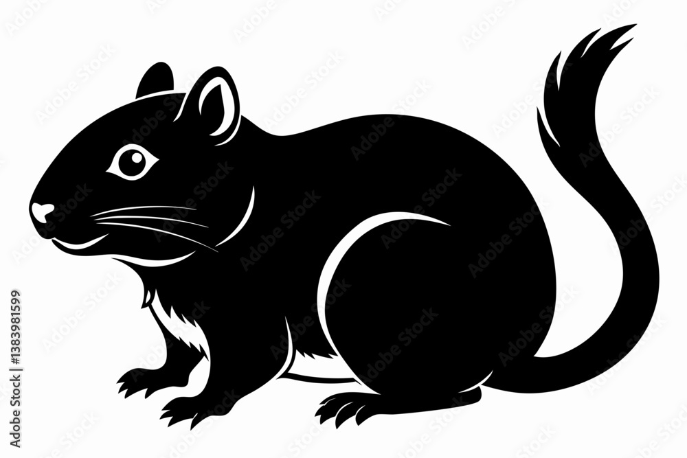 Obraz premium gerbil silhouette line art vector illustration with a white background