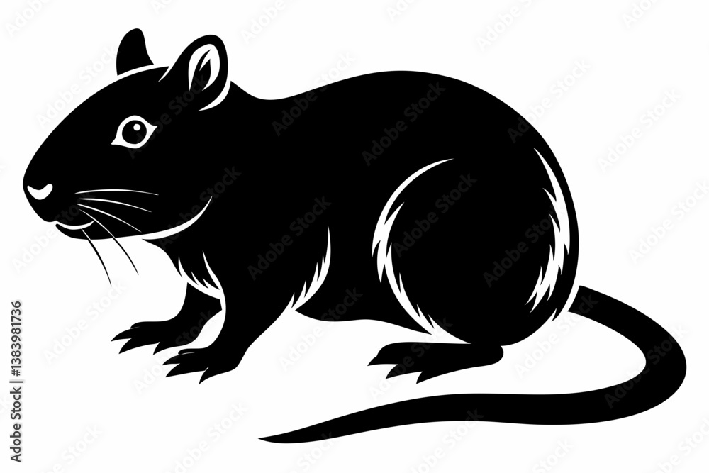 Fototapeta premium gerbil silhouette line art vector illustration with a white background