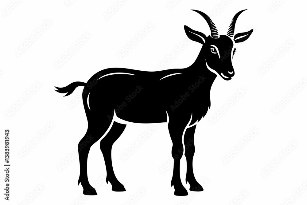 goat silhouette line art vector illustration with a white background goat silhouette line art vector illustration with a white background