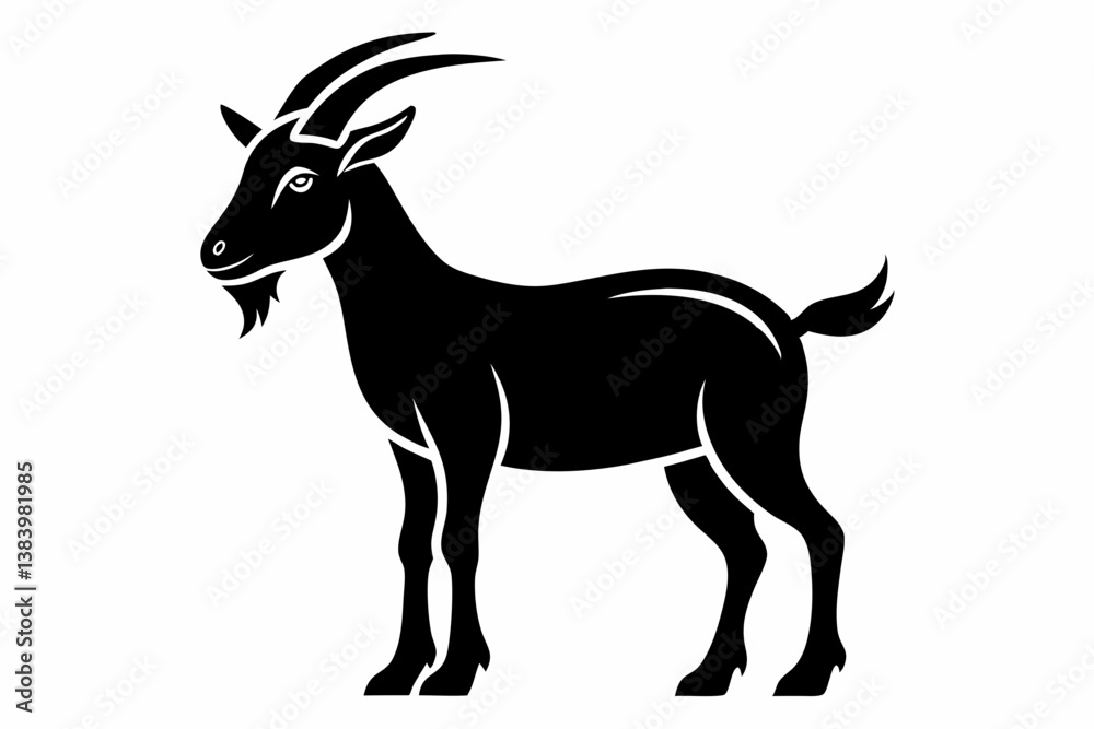 goat silhouette line art vector illustration with a white background goat silhouette line art vector illustration with a white background