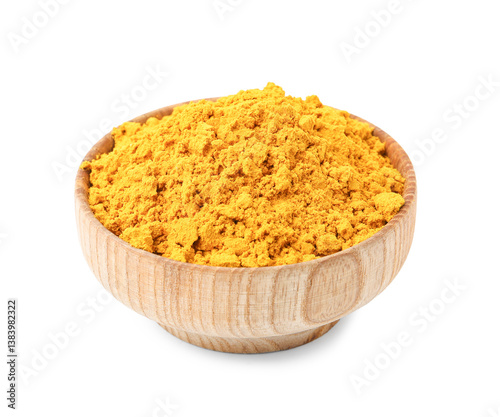 Obraz na płótnie Superfood. Turmeric powder in bowl isolated on white w salonie
