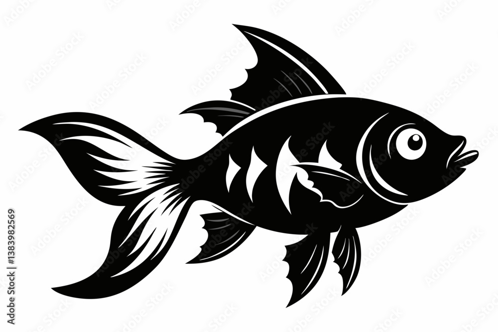 goldfish silhouette line art vector illustration with a white background goldfish silhouette line art vector illustration with a white background