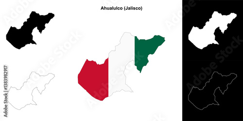 Ahualulco municipality (Jalisco) outline map set