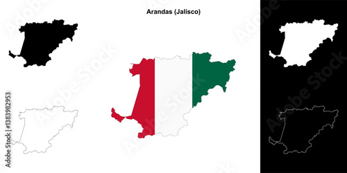Arandas municipality (Jalisco) outline map set