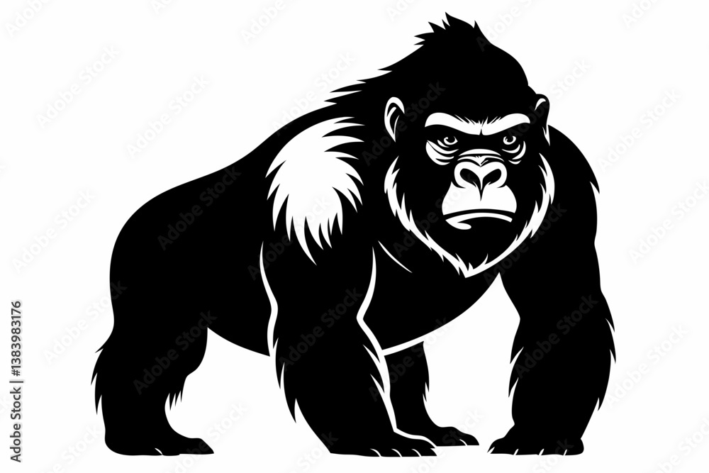 gorilla silhouette line art vector illustration with a white background gorilla silhouette line art vector illustration with a white background
