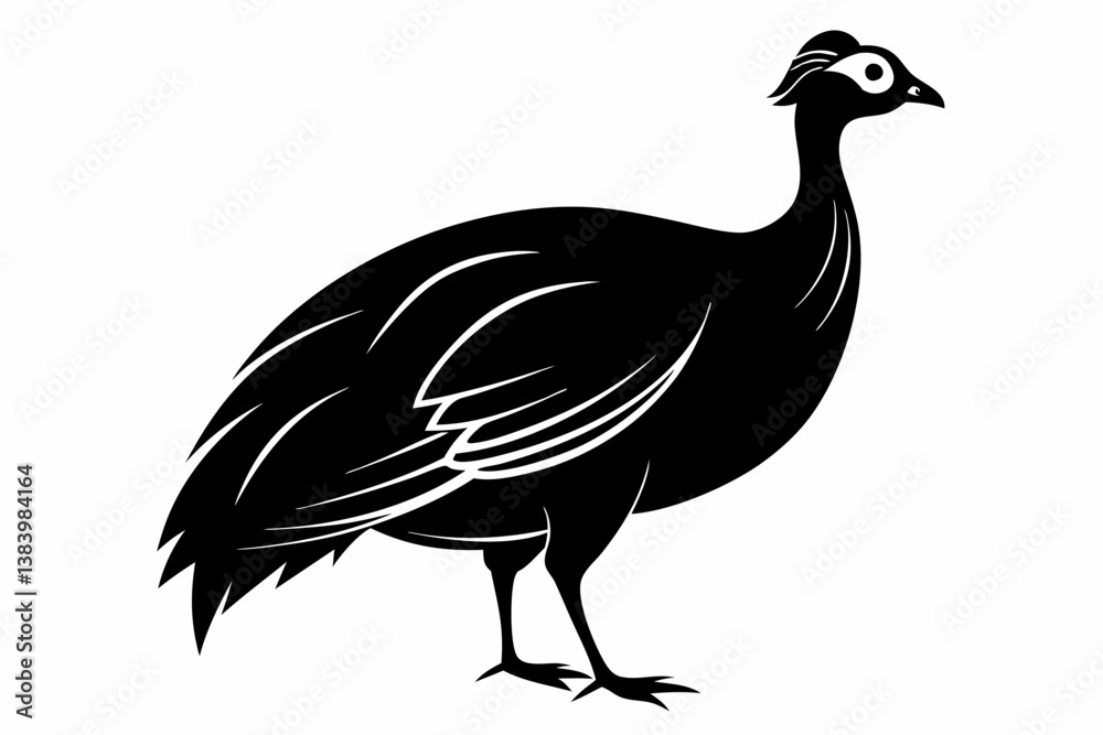 Fototapeta premium guineafowl silhouette line art vector illustration with a white background