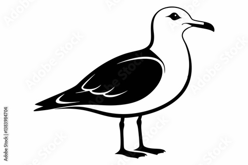 gull silhouette line art vector illustration with a white background