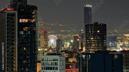 
Cholula city, Puebla state, Mexico - May 24, 2022: Panoramic video of Cholula cityscape with sky and buildings aerial view