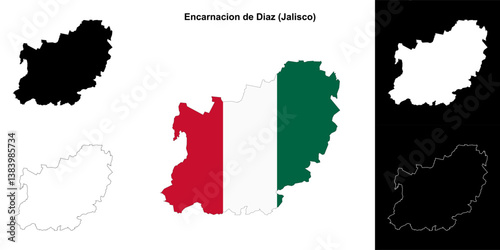 Encarnacion de Diaz municipality (Jalisco) outline map set
