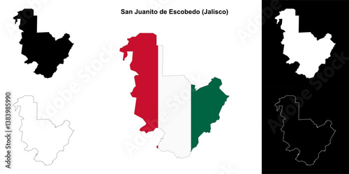 San Juanito de Escobedo municipality (Jalisco) outline map set