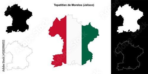 Tepatitlan de Morelos municipality (Jalisco) outline map set