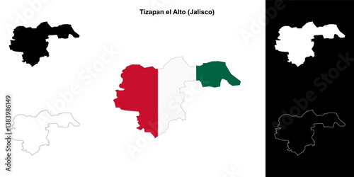 Tizapan el Alto municipality (Jalisco) outline map set