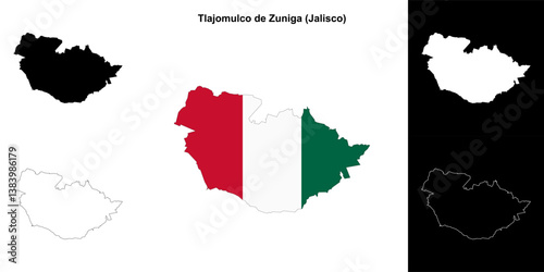 Tlajomulco de Zuniga municipality (Jalisco) outline map set