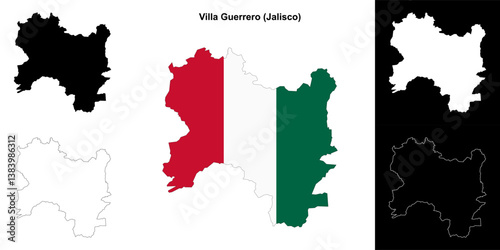 Villa Guerrero municipality (Jalisco) outline map set