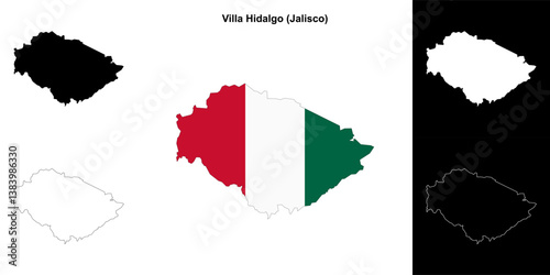 Villa Hidalgo municipality (Jalisco) outline map set