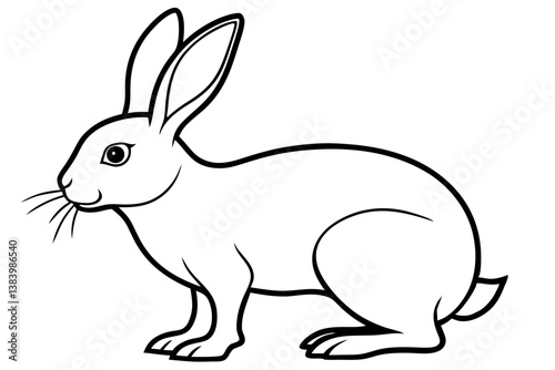 hare silhouette line art vector illustration with a white background