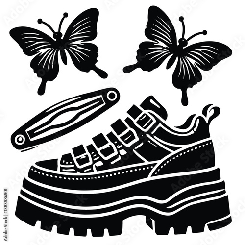 Butterfly Clips & Platform Sneakers