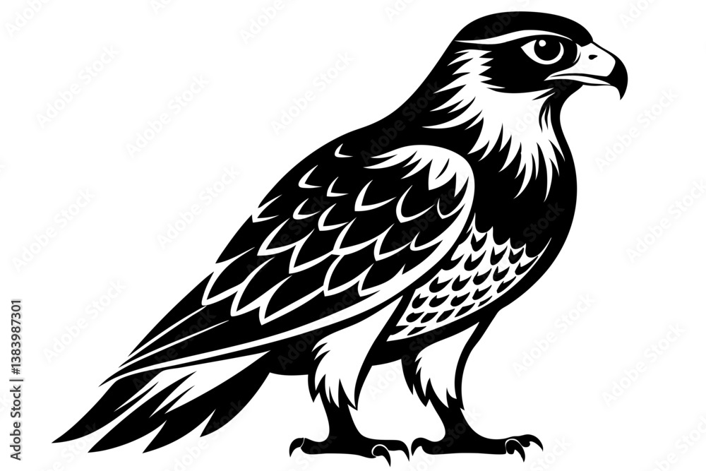Fototapeta premium hawk silhouette line art vector illustration with a white background