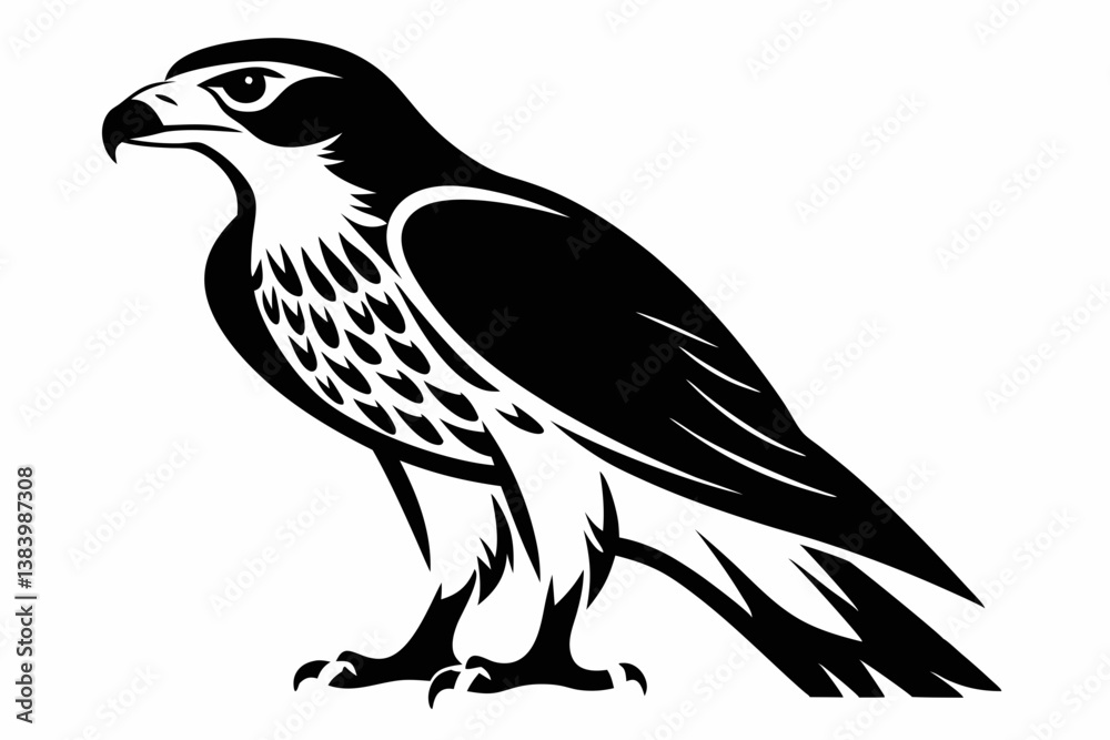 hawk silhouette line art vector illustration with a white background hawk silhouette line art vector illustration with a white background