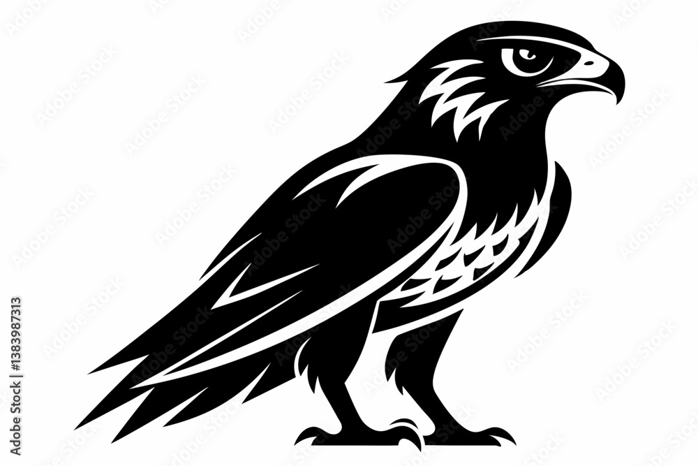 hawk silhouette line art vector illustration with a white background hawk silhouette line art vector illustration with a white background