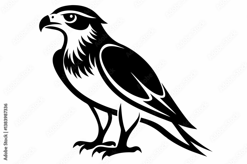 Fototapeta premium hawk silhouette line art vector illustration with a white background
