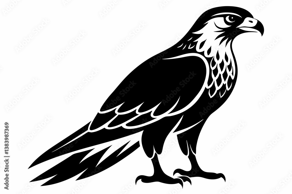hawk silhouette line art vector illustration with a white background hawk silhouette line art vector illustration with a white background