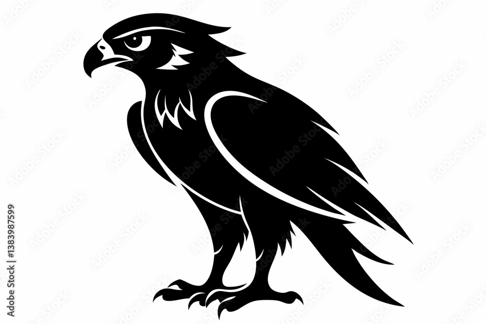 hawk silhouette line art vector illustration with a white background hawk silhouette line art vector illustration with a white background