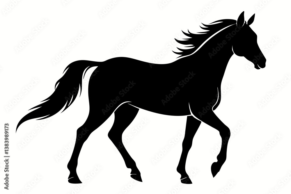 horse silhouette line art vector illustration with a white background horse silhouette line art vector illustration with a white background