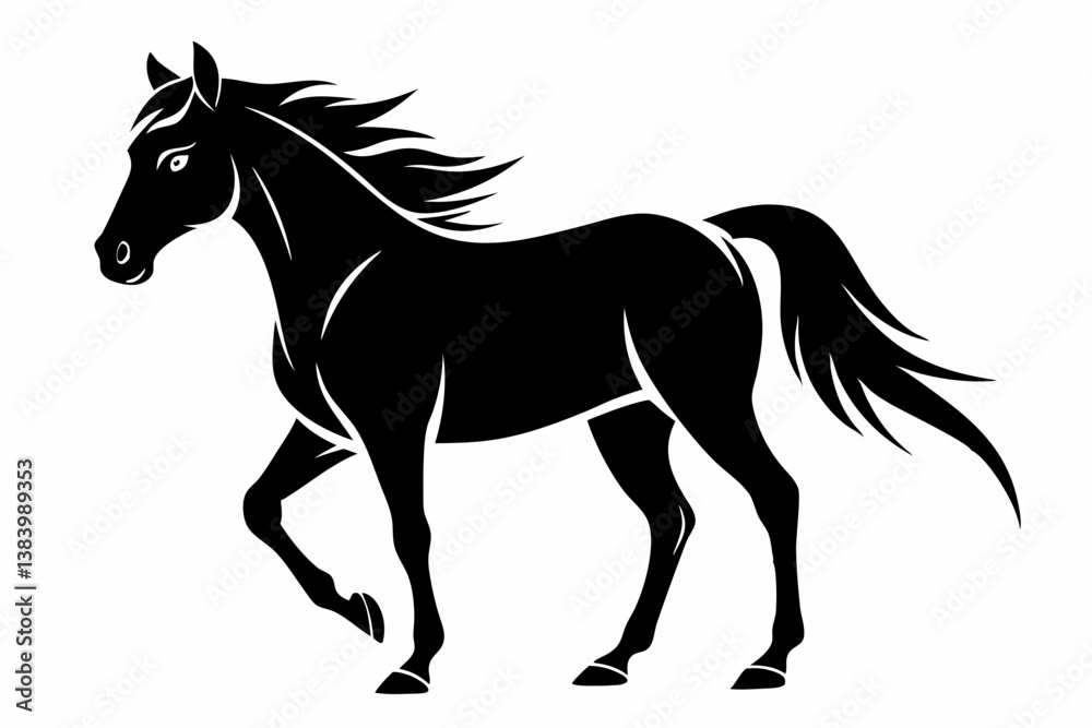 horse silhouette line art vector illustration with a white background horse silhouette line art vector illustration with a white background
