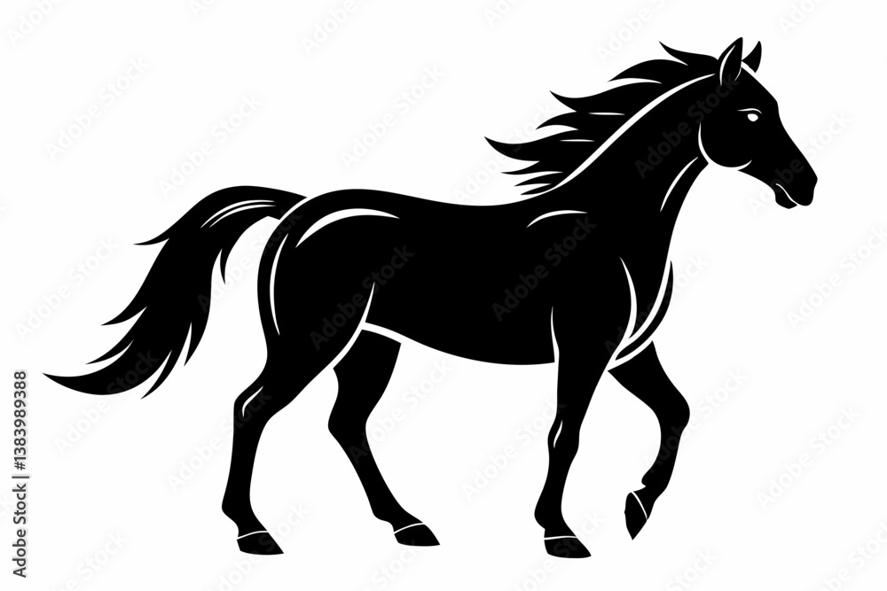 horse silhouette line art vector illustration with a white background horse silhouette line art vector illustration with a white background