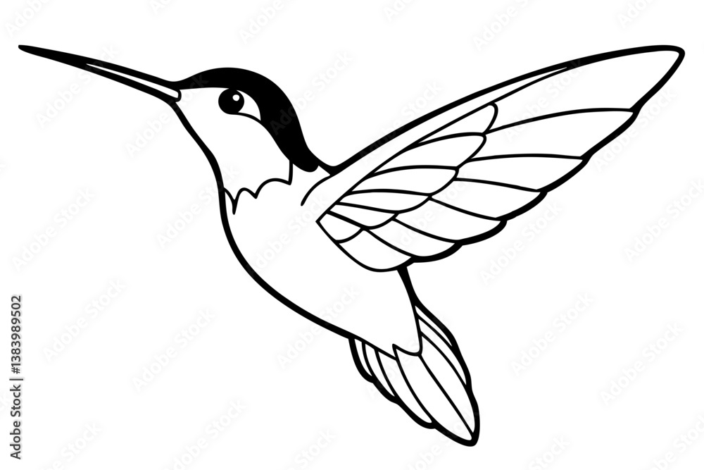 hummingbird silhouette line art vector illustration with a white background hummingbird silhouette line art vector illustration with a white background