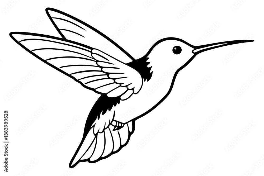 hummingbird silhouette line art vector illustration with a white background hummingbird silhouette line art vector illustration with a white background