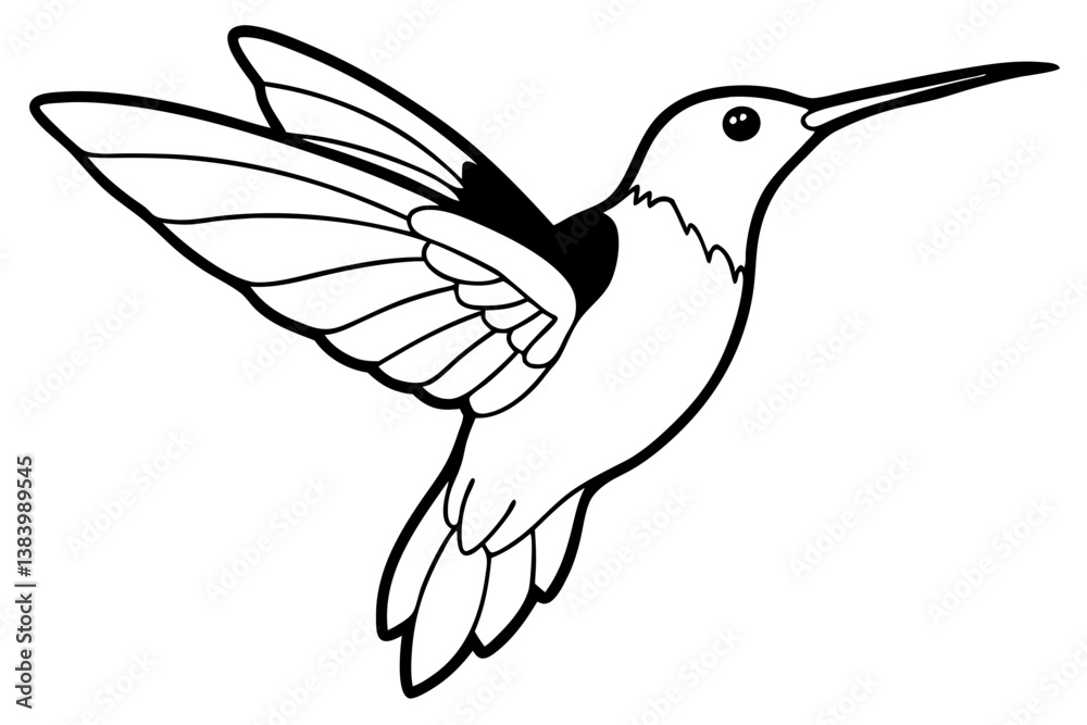 Obraz premium hummingbird silhouette line art vector illustration with a white background