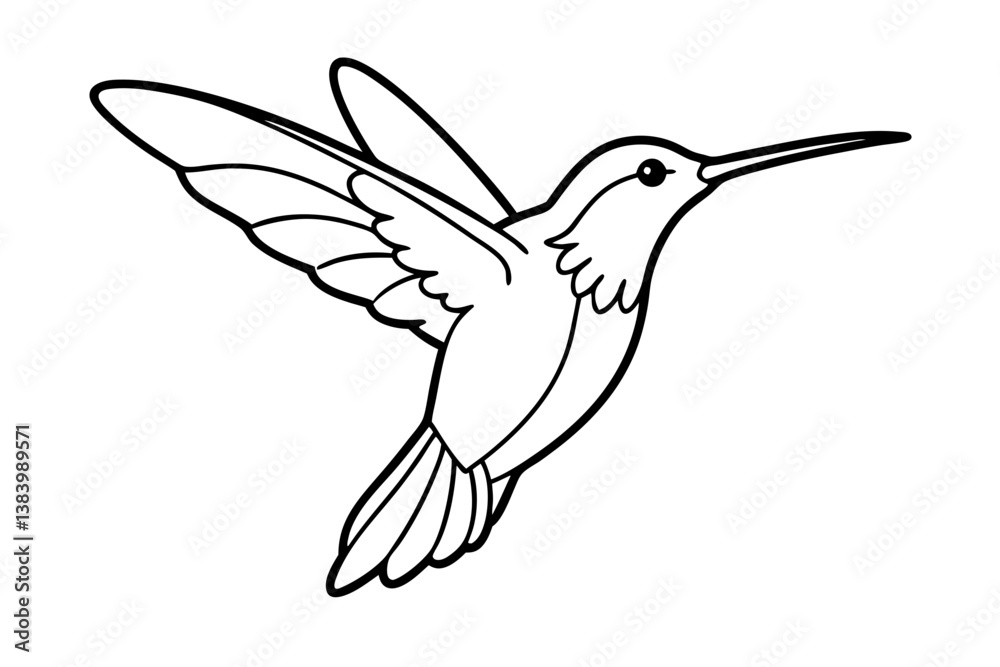 Fototapeta premium hummingbird silhouette line art vector illustration with a white background