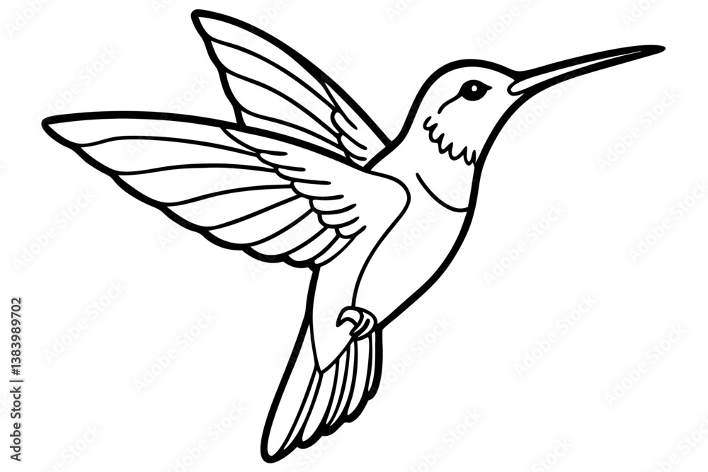 hummingbird silhouette line art vector illustration with a white background hummingbird silhouette line art vector illustration with a white background