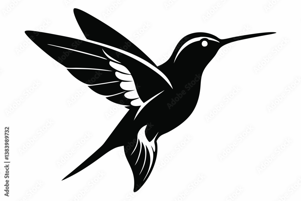 Fototapeta premium hummingbird silhouette line art vector illustration with a white background