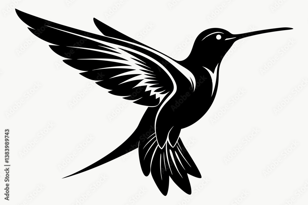 Obraz premium hummingbird silhouette line art vector illustration with a white background