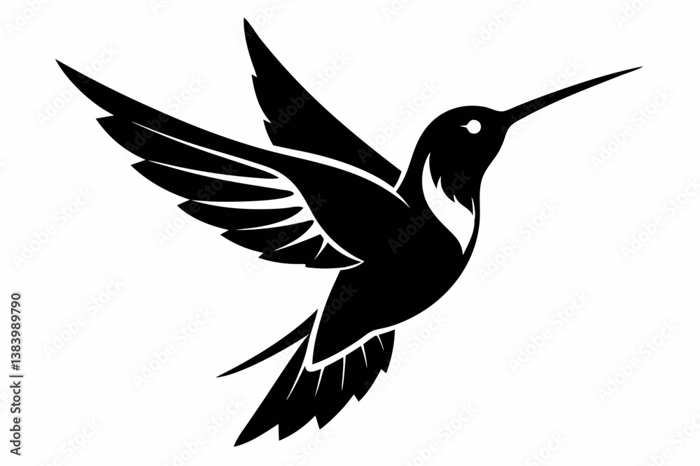 Fototapeta premium hummingbird silhouette line art vector illustration with a white background
