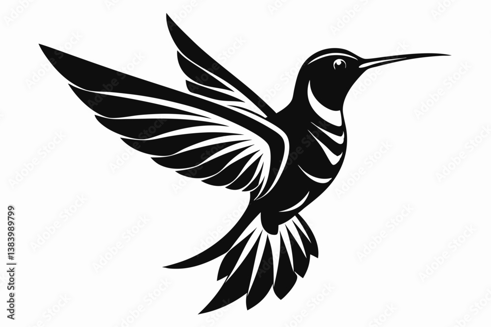 Obraz premium hummingbird silhouette line art vector illustration with a white background