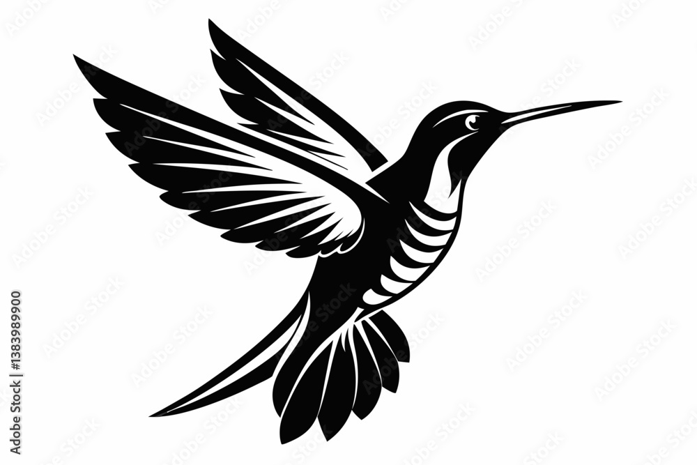 Fototapeta premium hummingbird silhouette line art vector illustration with a white background