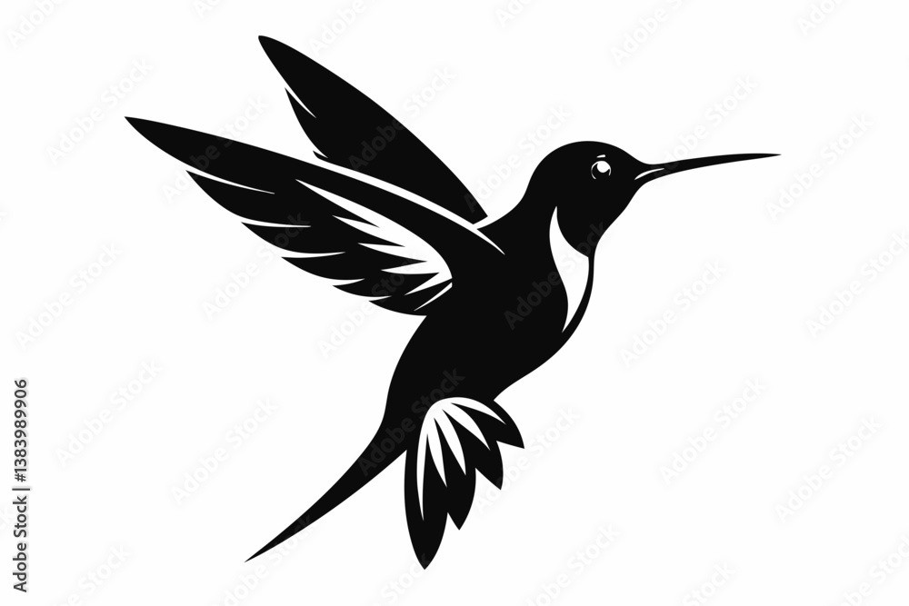 Fototapeta premium hummingbird silhouette line art vector illustration with a white background