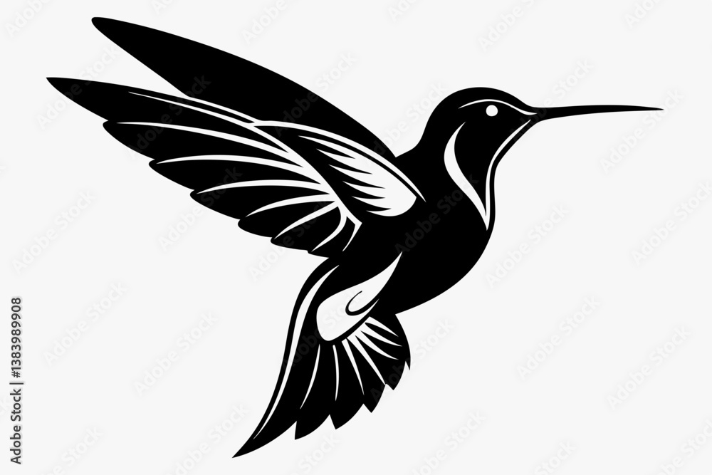 Obraz premium hummingbird silhouette line art vector illustration with a white background