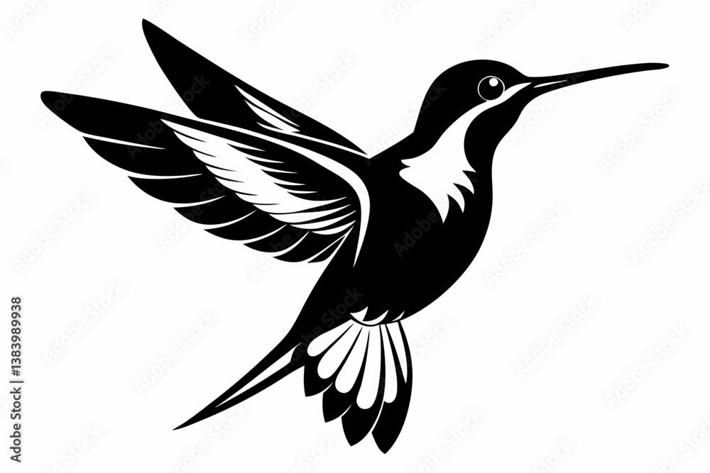 Obraz premium hummingbird silhouette line art vector illustration with a white background