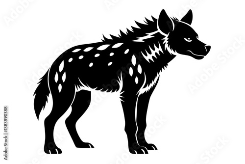 hyena silhouette line art vector illustration with a white background