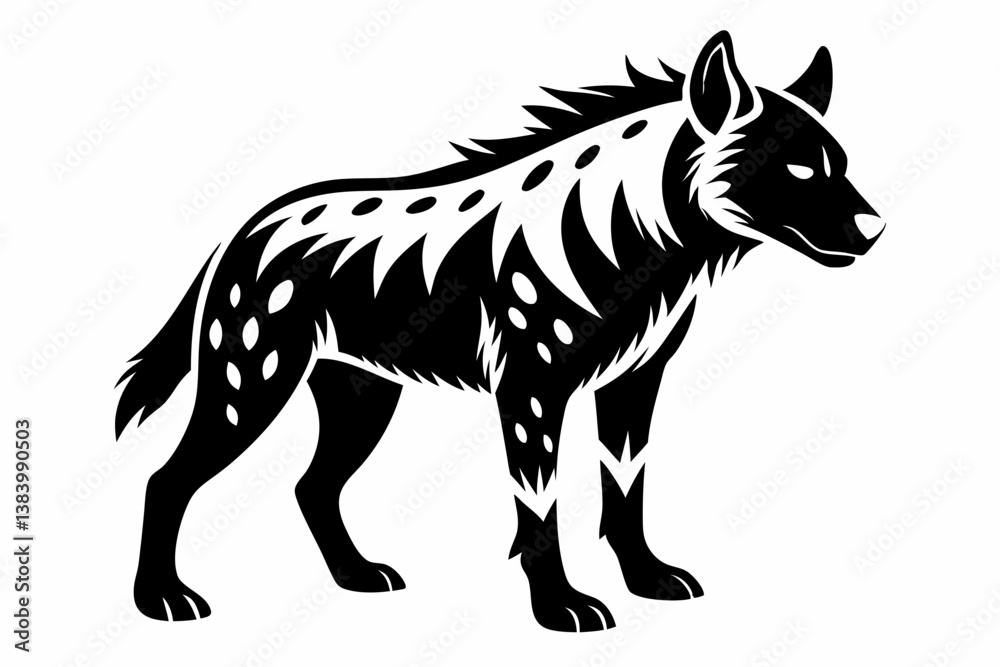 Fototapeta premium hyena silhouette line art vector illustration with a white background