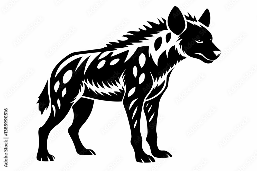 Fototapeta premium hyena silhouette line art vector illustration with a white background