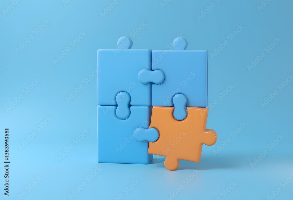 3D Puzzle Pieces – Teamwork, Connection & Problem-Solving Concept 3D Puzzle Pieces – Teamwork, Connection & Problem-Solving Concept