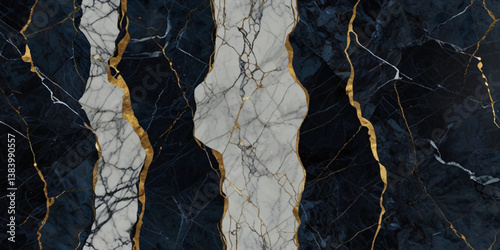 Abstract blue marble texture with gold splashes, blue luxury background. Modern abstract oil painting art design. Orange, gold, blue, rough indigo blue marble background.