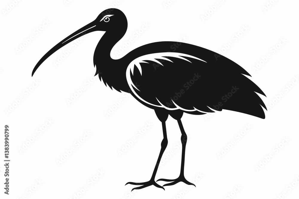 Naklejka premium ibis silhouette line art vector illustration with a white background
